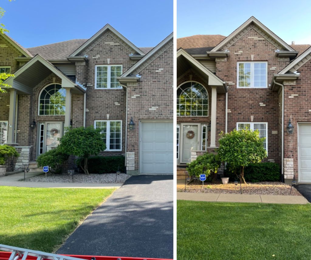 Brick House Wash and Gutter Cleaning in Yorkville, IL
